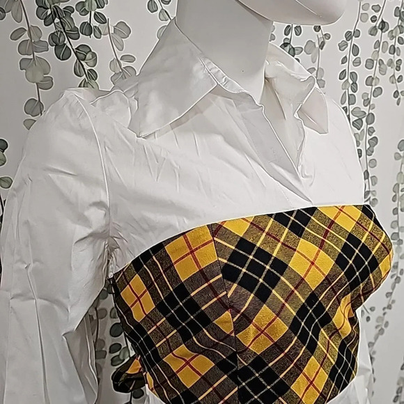 NEW Petersyn x Revolve Monroe Tartan Plaid Overlay Long Sleeve Blouse Womens S - Picture 3 of 9